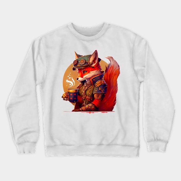 Fox drink coffee Crewneck Sweatshirt by NemfisArt